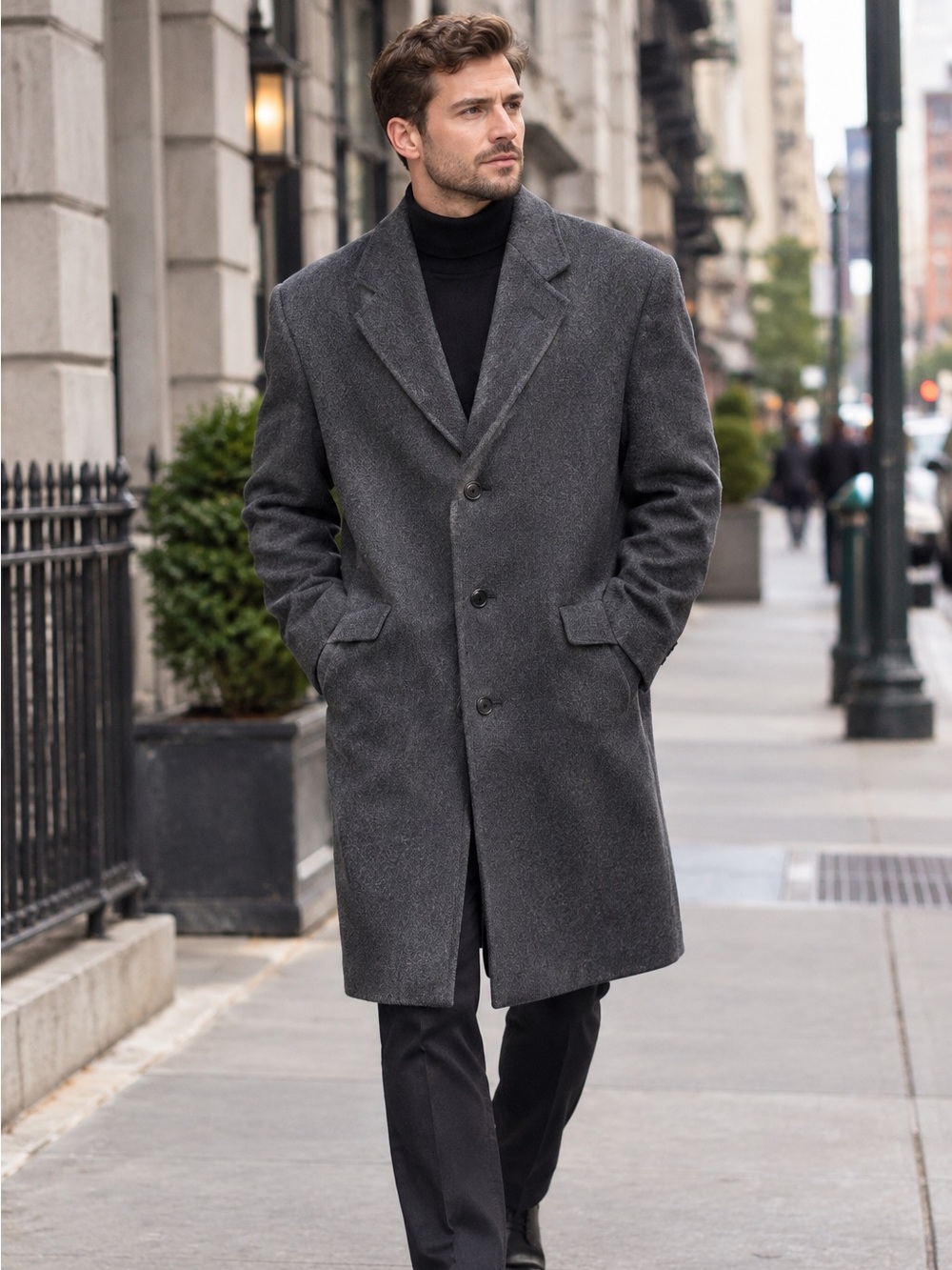 Vintage Lord & Taylor Mens 100% Cashmere Coat Gray made in England Size 44R